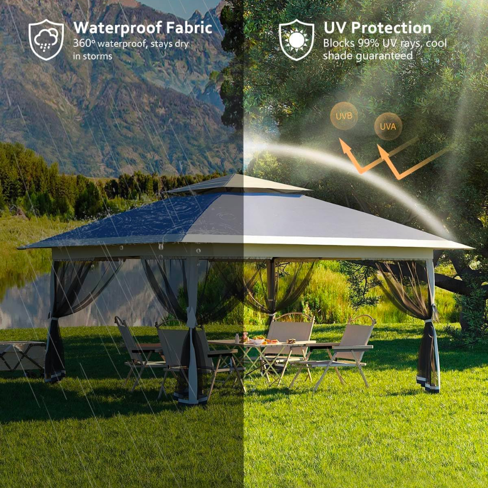 Brisa 13×13 Pop-Up Gazebo with Mesh Netting