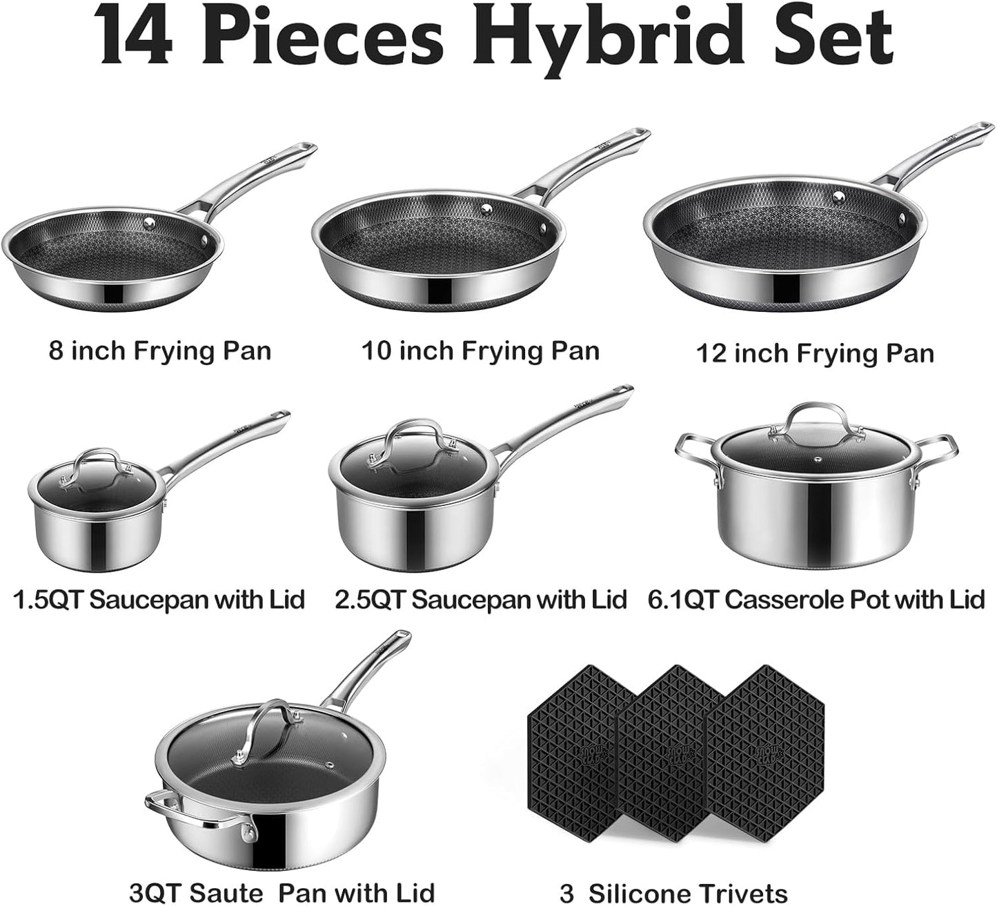 SNOWCLAD 10-Pcs Pots and Pans Set