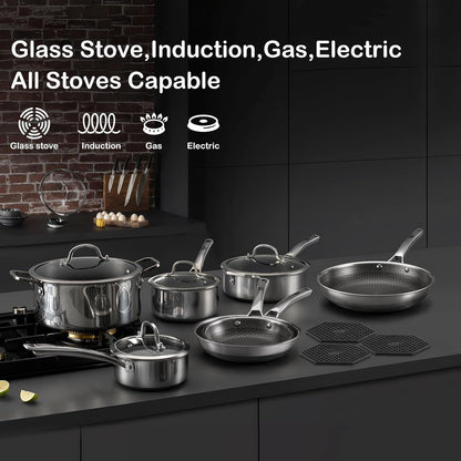 SNOWCLAD 10-Pcs Pots and Pans Set